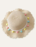 Color Fur Ball Vacation Straw Hat - CCMOM
