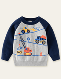 Construction Car Pattern Long Sleeve Sweater - CCMOM