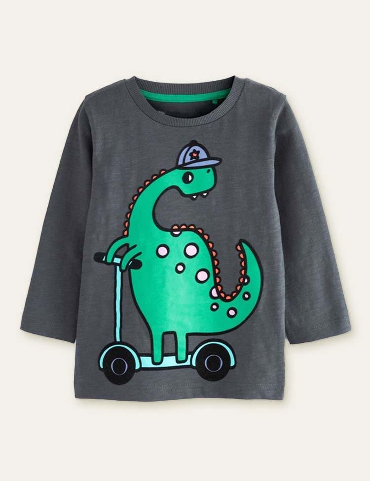 Cool Dinosaur Printed Long Sleeve T-shirt - CCMOM
