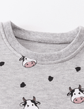 Cow Head Printed Long-Sleeved T-shirt - CCMOM