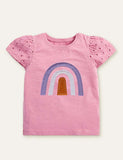 Cute Rainbow Appliqué T-shirt