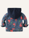 Children's Dinosaur Print Denim Hooded Jacket