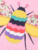 Children's Little Bee Embroidered Patch Short Sleeve Dress