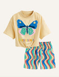 Children's Butterfly Print Short Sleeve Suit