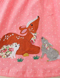 Deer Rabbit Appliqué Long-Sleeved Dress - CCMOM