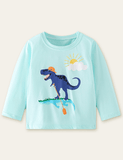Dinosaur and Alligator Printed Long Sleeve T-shirt