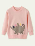 Dinosaur Appliqué Long-Sleeved Sweater