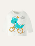 Dinosaur Bicycle Printed Long-Sleeved T-shirt - CCMOM