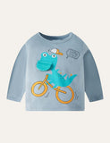 Dinosaur Bicycle Printed Long-Sleeved T-shirt - CCMOM