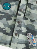 Dinosaur Camouflage Button Design Hooded Jacket - CCMOM