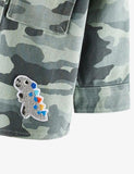 Dinosaur Camouflage Button Design Hooded Jacket - CCMOM