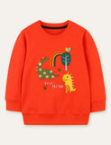 Dinosaur Embroidered Appliqué Rainbow Sweatshirt