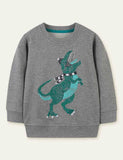 Dinosaur Embroidered Long-Sleeved Sweater - CCMOM