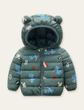 Dinosaur Full Printed Zipper Hooded Coat - CCMOM