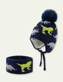 Dinosaur Jacquard Woolen Hat + Scarf Set - CCMOM