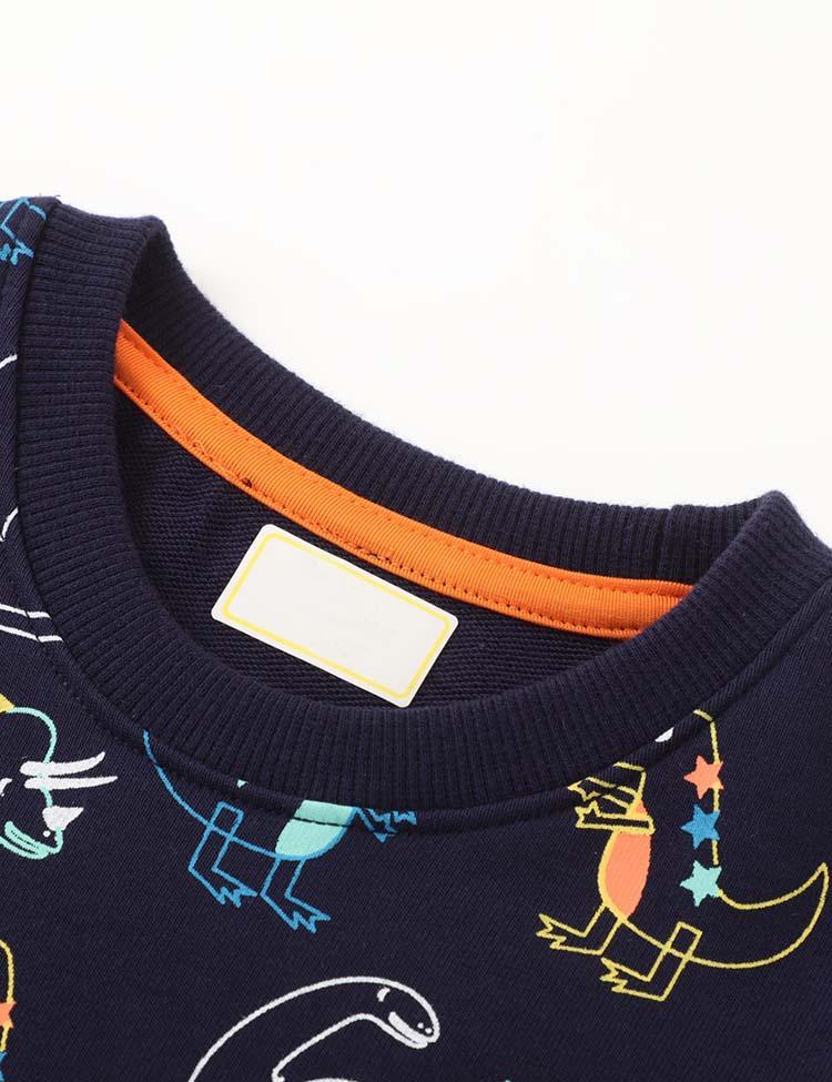Dinosaur Line Printing Crew Neck Pullover Sweatshirt - CCMOM