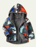 Dinosaur Pattern Polar Fleece Hooded Jacket - CCMOM