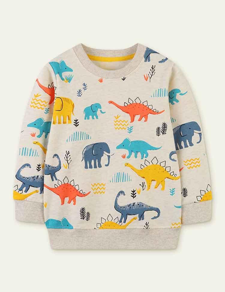 Dinosaur Printed Pullover Sweatshirt - CCMOM