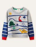 Dinosaur Printed Striped Sweatshirt - CCMOM