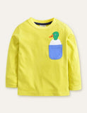 Duck Appliqué Pocket Long Sleeve T-shirt - CCMOM