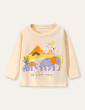 Elephant and Baby Elephant Printed Long-Sleeved T-shirt - CCMOM