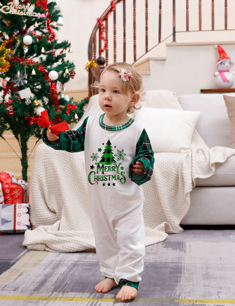 Christmas Tree Plaid Letters Printed Family Matching Pajamas