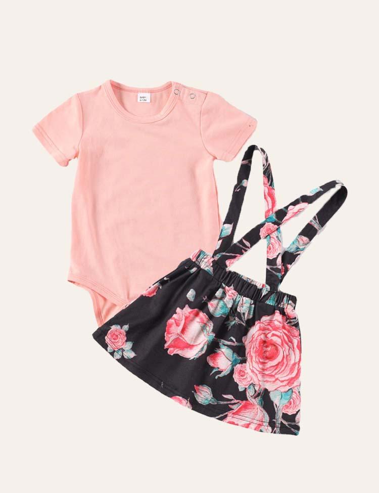 Family Matching All Over Floral Print Spaghetti Strap Midi Dresses and Splicing T-Shirt Sets - CCMOM