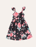 Family Matching All Over Floral Print Spaghetti Strap Midi Dresses and Splicing T-Shirt Sets - CCMOM