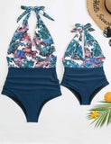 Family Matching One Piece Swimsuit Backless Swimsuit - CCMOM