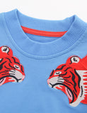 Tiger Affixed Cloth Embroidered Pullover