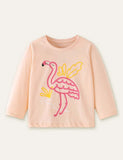 Flamingo Printed Long-Sleeved T-shirt