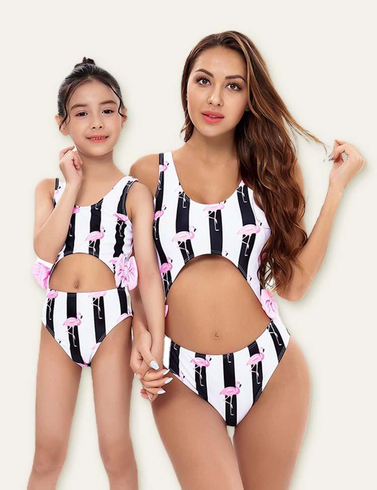 Flamingo Stripes Family Matching Swimsuit - CCMOM