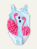 Flamingos Appliqué One-Piece Swimsuit - CCMOM