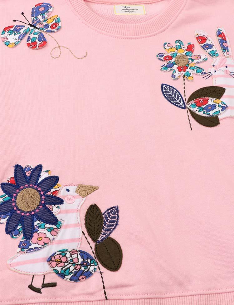 Floral Rabbit Butterfly Appliqué Sweatshirt - CCMOM