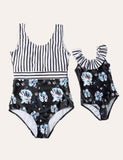 Floral Striped Family Matching Swimsuit - CCMOM