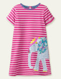 Flower and Elephant Embroidered Dress - CCMOM