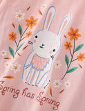 Flower and Rabbit Printed Long-Sleeved T-shirt - CCMOM