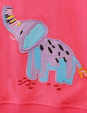 Flower Embroidered Elephant Appliqué Sweatshirt - CCMOM