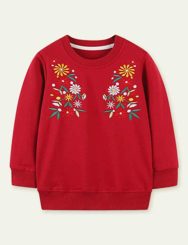 Flower Embroidered Sweatshirt - CCMOM