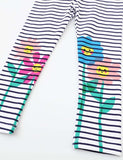 Flower Printed Striped Leggings - CCMOM