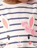 Flower Rabbit Appliqué Embroidery Striped Set - CCMOM