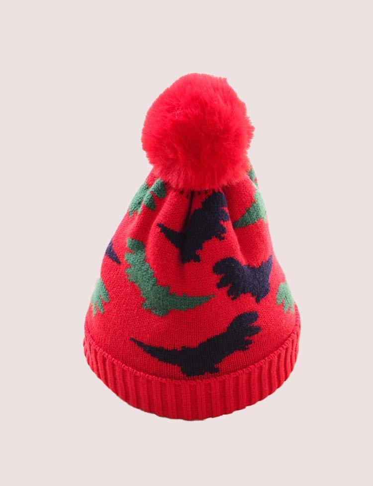 Full Printed Dinosaur Knitted Woolen Cap - CCMOM
