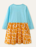 Giraffe Appliqué Long Sleeve Dress - CCMOM