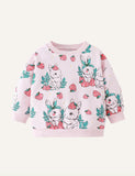 Girl Animal Floral Print Long Sleeve Pullover