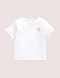 Girl Bee&Flower Embroidered 100% Cotton Ruffle T-shirt - CCMOM