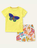 Girl Butterfly Short Sleeve Suit - CCMOM