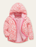 Girls' Printed Polar Fleece Zipper Design Hooded Jacket - CCMOM