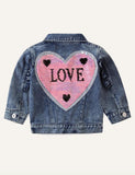 Girls' Sequined Denim Coat - CCMOM