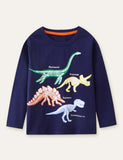 Glowing Dinosaur Printed Long-Sleeved T-shirt - CCMOM