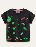 Glowing Space World Printed T-shirt - CCMOM